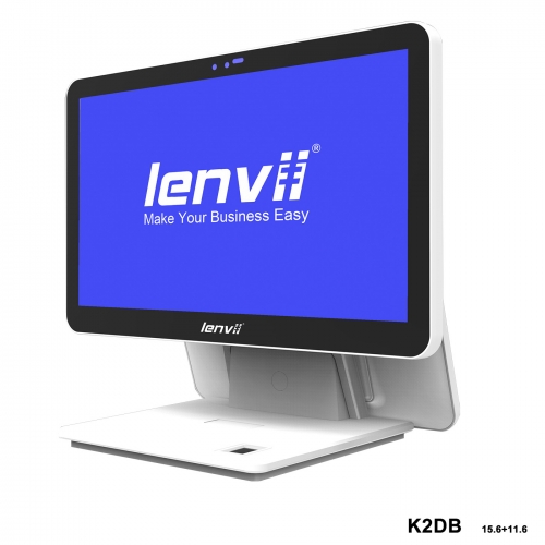 LENVII K4DW POS Terminal 15in+11.6in Square Touch Monitor(I3+4GB+64GB SSD+WIFI/BLUETOOTH) white
