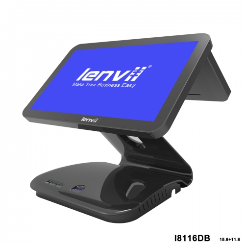 LENVII I8116DB POS Terminal 15.6in+11.6in Widescreen Touch Monitor(I5+8GB+256GB SSD+WIFI/BLUETOOTH) black
