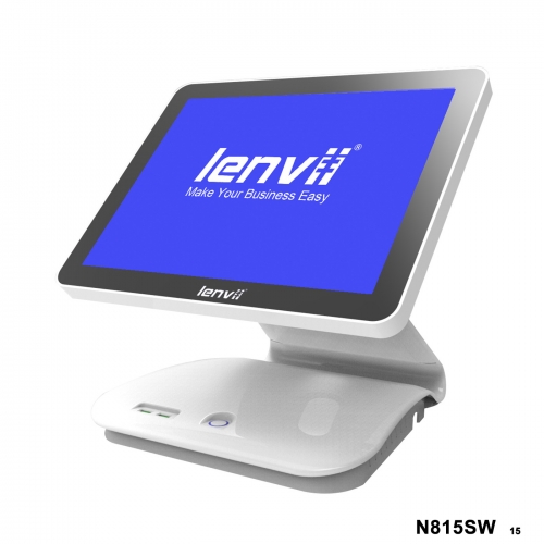 LENVII N815SW POS Terminal 15in+LED Display Square Touch Monitor(I3+4GB+64GB SSD+WIFI/BLUETOOTH) white