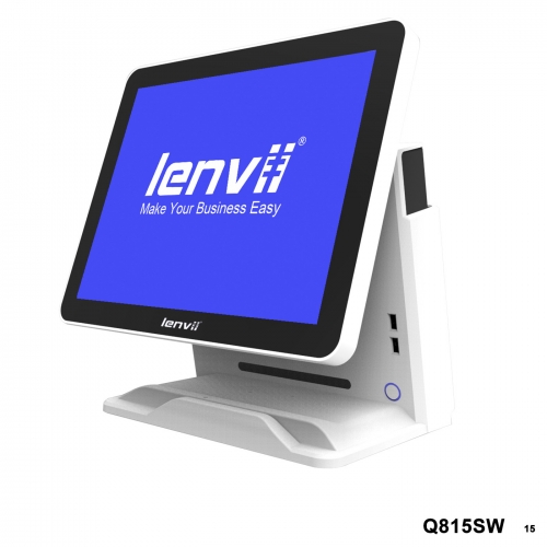 LENVII Q815SW POS Terminal 15in+LED Display Square Touch Monitor(I3+4GB+64GB SSD+WIFI/BLUETOOTH) white