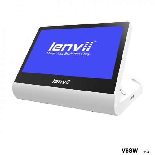 LENVII V6SW POS Terminal 11.6in+LED Display Widescreen Touch Monitor (I3+4GB+64GB SSD+WIFI/BLUETOOTH) white
