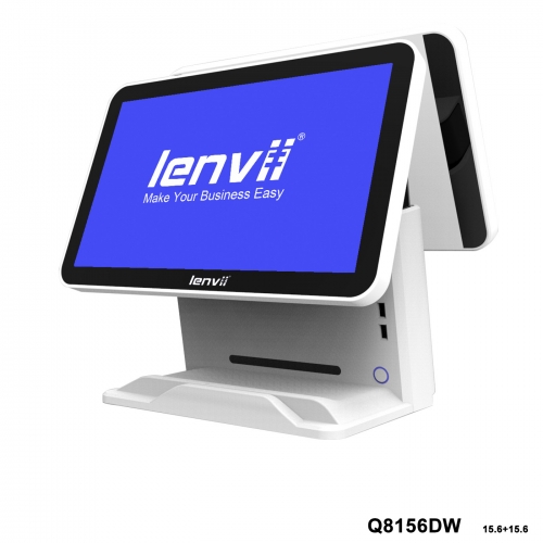 LENVII Q8156DW POS Terminal 15.6in+15.6in Widescreen Touch Monitor (I5+8GB+256GB SSD WIFI/BLUETOOTH) white