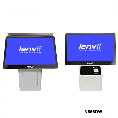 LENVII N656DW POS Terminal 15.6in+15.6in Widescreen Touch Monitor, Configuration description: I5CPU/8g memory/256G SSD/Bluetooth, White
