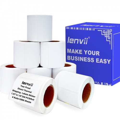 40mmˣ30mmˣ250pcs(1.57"ˣ1.18") 4-proof Thermal Label Sticker Tear-proof, Water-proof, Oil-proof, Scratch-proof. Use for 2/3/4 Inches Thermal Label Printer 8Rolls/Box=2000 sheets