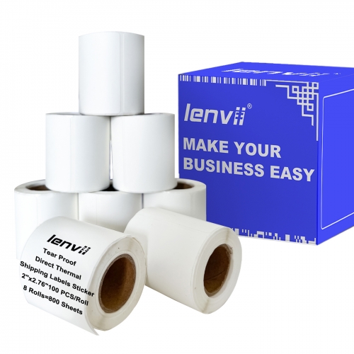 50mmˣ70mmˣ100pcs(2"ˣ2.76")4-proof Thermal Label Sticker Tear-proof, Water-proof, Oil-proof, Scratch-proof. Use for 2/3/4 Inches Thermal Label Printer 8Rolls/Box=800 sheets