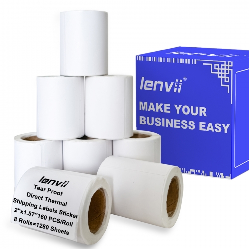 50mmˣ40mmˣ160pcs(2"ˣ1.57")4-proof Thermal Label Sticker Tear-proof, Water-proof, Oil-proof, Scratch-proof. Use for 2/3/4 Inches Thermal Label Printer 8Rolls/Box=1280 sheets
