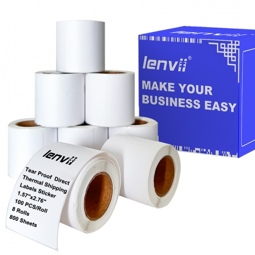 40mmˣ70mmˣ100pcs(1.57"ˣ2.76")4-proof Thermal Label Sticker Tear-proof, Water-proof, Oil-proof, Scratch-proof. Use for 2/3/4 Inches Thermal Label Printer 8Rolls/Box=800 sheets