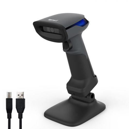 LENVII F730 Wired Handheld 2D Barcode Scanner with Stand, Type-C Charging Cable, High Efficient Scanning for Book stores, Restaurant, Supermarket....
