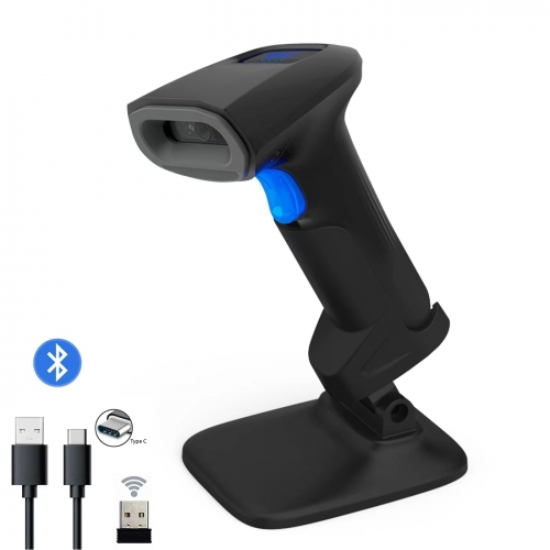 LENVII FW840 2D Handheld Barcode Scanner with Stand 2.4G+Bluetooth+Wired 3in1 Connection for Supermarket Shops Stores etc...Hot sales