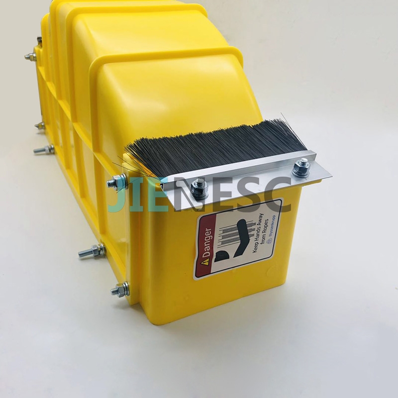 Thyssen yellow elevator wheel guard