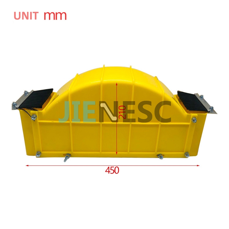 Thyssen yellow elevator wheel guard