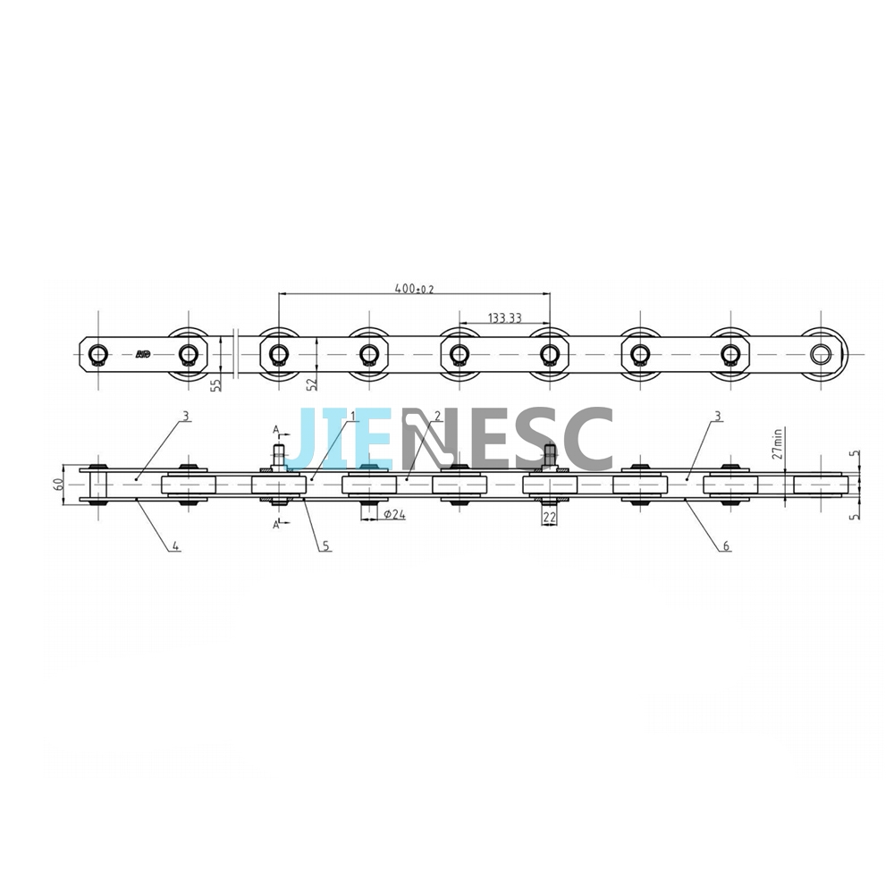 WBT3 280KN 133.33mm Escalator step chain from factory