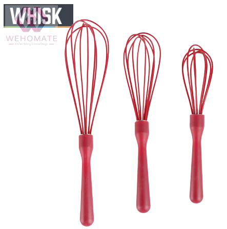 Silicone Whisk with PP handle Balloon Wire Whisk for Blending, Whisking, Beating, Stirring,