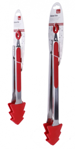 9/12 inch Food tongs with Chrismas tree shape silicone head