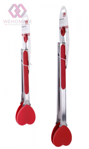 9/12 inch Food tongs with heart shape silicone head