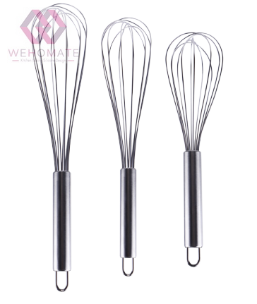 Stainless Steel Balloon Wire Whisk for Blending, Whisking, Beating, Stirring, Set of 3