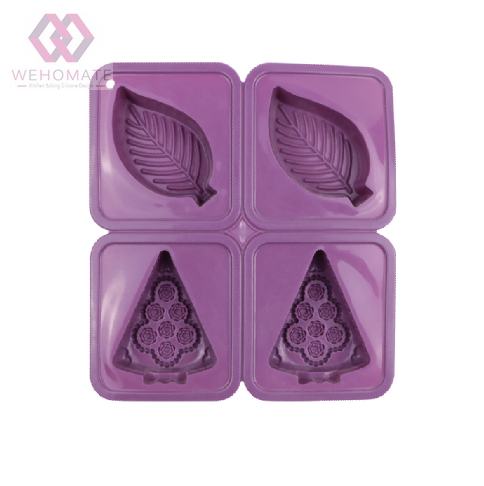Silicone Leaf Shape Cake Mold Baking Mold 4 Cavity Jelly Pudding Mold Ice Cube DIY Soap Mold