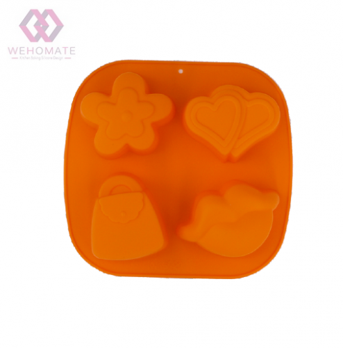 Silicone Cake Mold Baking Mold 4 Cavity Jelly Pudding Mold DIY Soap Mold