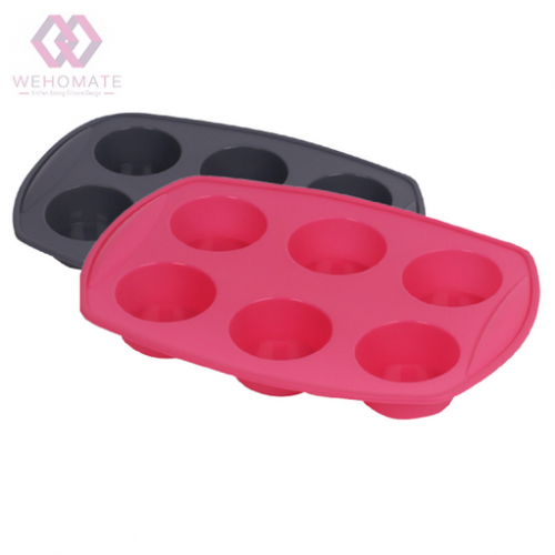 Silicone 6 Cavity Muffin Cake Mold,Non-stick Cake Mold