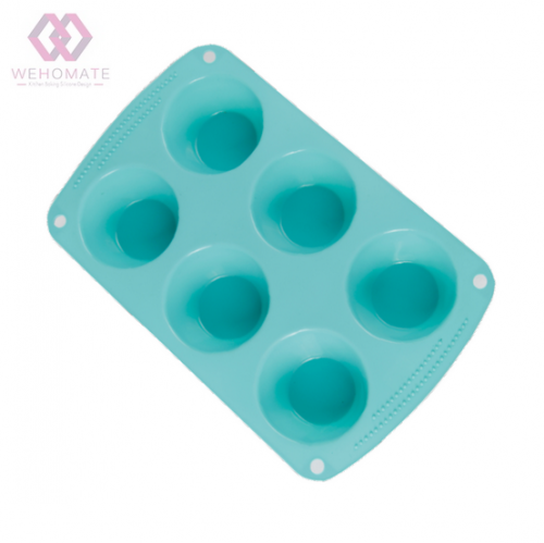 Silicone 6 Cavity Round Muffin Mold, Cake Mold,Non-stick Bakeware