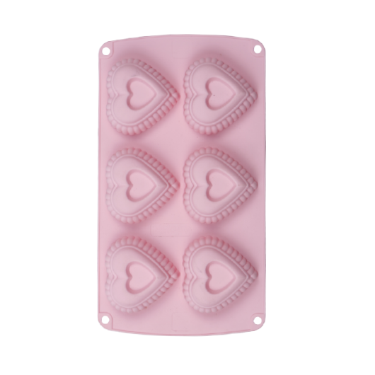 Silicone 6 Cavity Heart Shape Muffin Mold Cake Mold Baking Pan Non-stick Bakeware