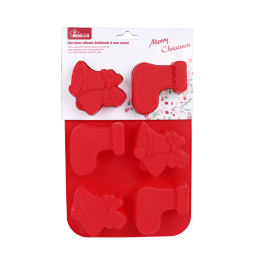 Silicone Christmas Theme Cake Mold Muffin Mold Baking Tray Stocking Bell