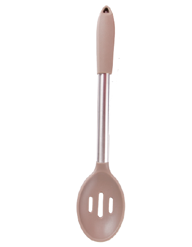 Silicone slotted spoon with stainless steel handle silicone tube