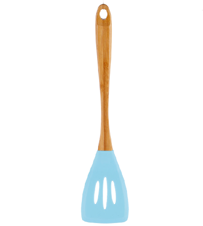 Silicone slotted turner with bamboo handle