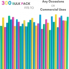 Custom Colorful Compostable PLA Disposable Straws 300 Pack