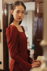 Dark Red Stripe Dress