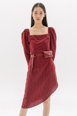 Dark Red Stripe Dress