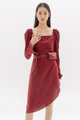 Dark Red Stripe Dress