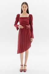 Dark Red Stripe Dress