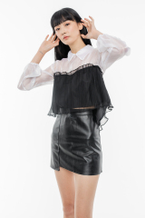 White-Black Gauze Top