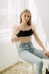 Apricot Organza Top