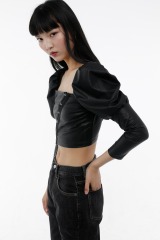 Black Leather Crop Top