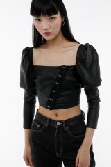 Black Leather Crop Top
