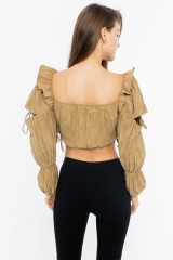 Khaki Hollowed-Out Top