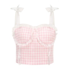 Pink Houndstooth Top