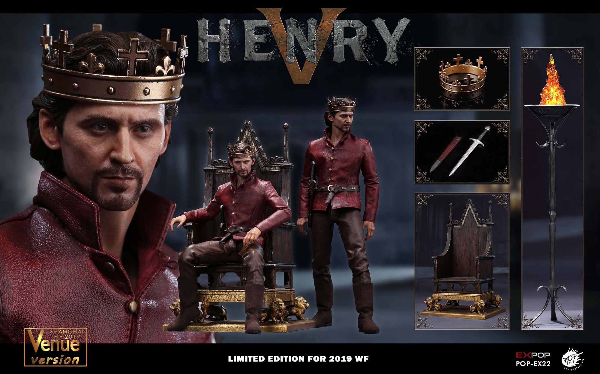 POPTOYS 1/6 SHANGHAI 2019 WF Expo Limited King Henry V of England Throne Version POP-EX22