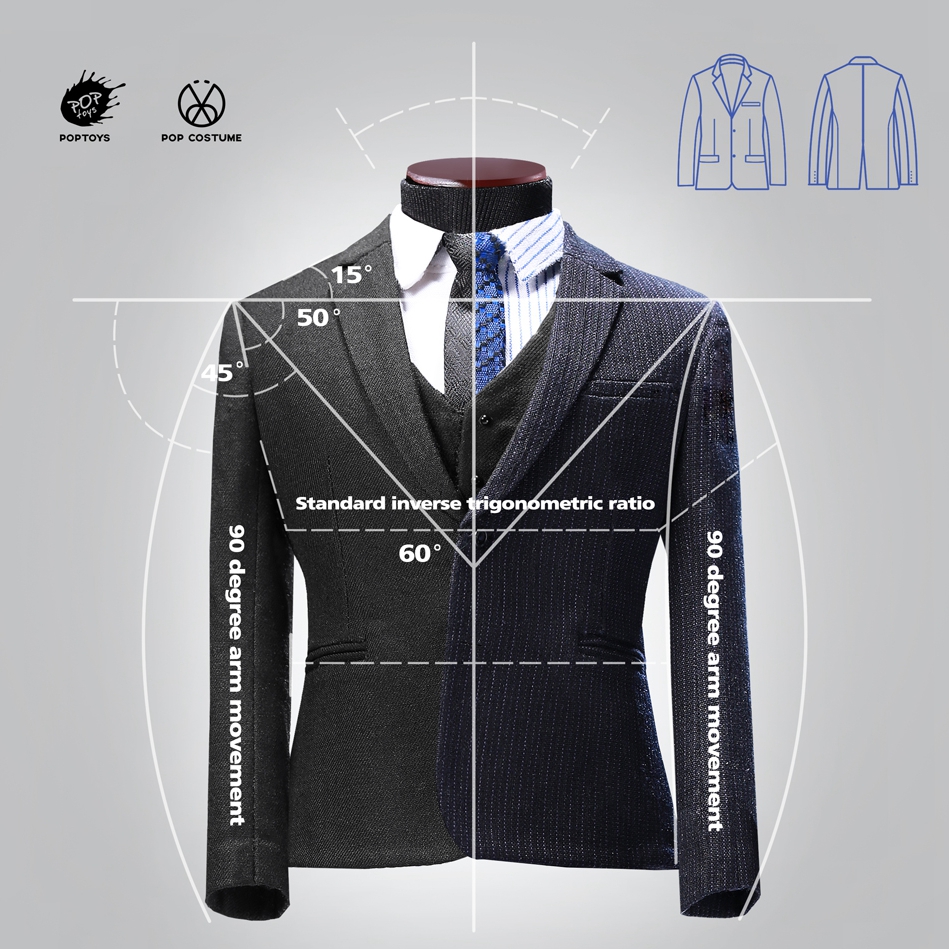 POPTOYS 1 / 6 Advanced customized men's suit set X27 monochrome