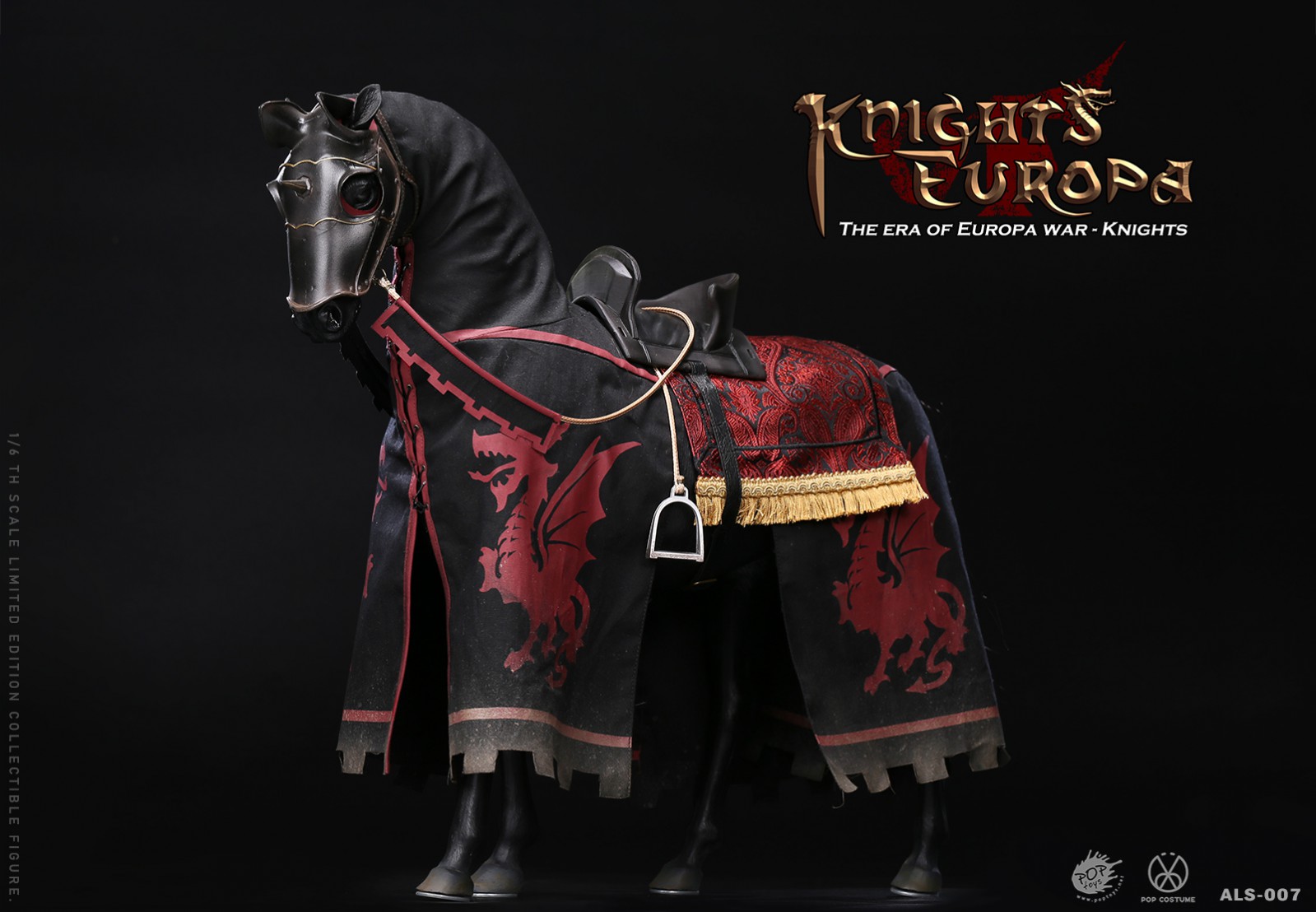 POPTOYS 1 / 6 ALS007 armor series - Europa war era black armor horse