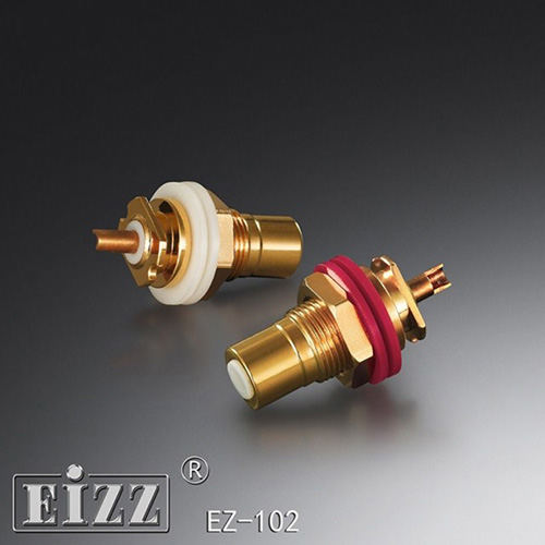 2pcs EIZZ EZ-102 24K Gold plated female RCA Terminal Jack Panel mount with transparent Cap