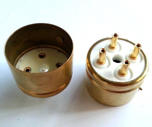 1PC 845R-G 4pin Ceramic  Gold plated Vacuum Tube Socket base  for 845 tubes