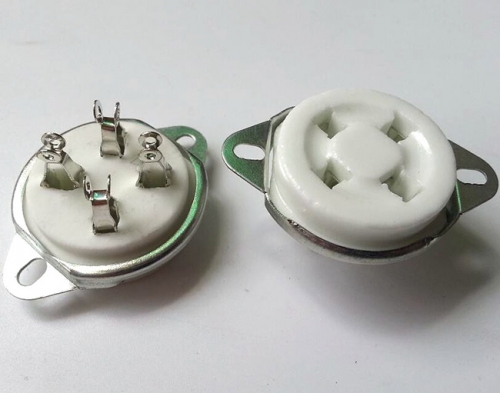 1 PC Silver plated Back Mounting 4Pin Ceramic Tube Socket Valve For 811 274A 572B 300B