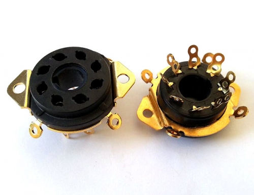 1PC Gold plated back mounting 8pin ceramic Vacuum tube socket for EL34 KT88 GZ34 6NS7