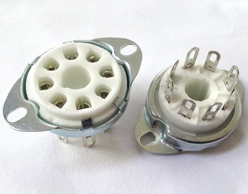 1PC Silver plated back mounting 8pin ceramic Vacuum tube socket for KT88 6550EL34 6P6P