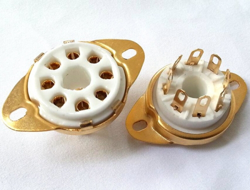 1PC Gold plated back mounting 8pin ceramic Vacuum tube socket for KT88 6550EL34 6P6P