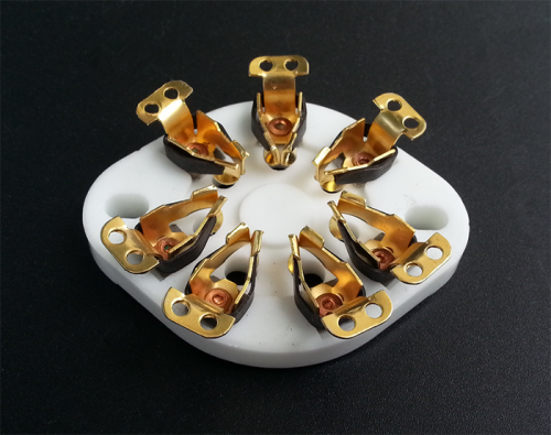 1PC Gold Plated 7pin Ceramic  Vacuum Tube Sockets for For FU-25 6A6 53 59 826 832 1625 tubes