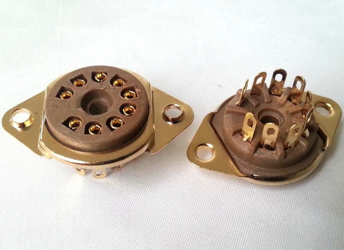1PC  GZS9-F1 Brown 9pin Gold plated bakelite Vacuum Tube Tube Socket FOR 12AX7 6p1 6n1 6N2